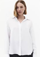 Bayan Beyaz Keten Karışımlı Gömlek ( TENCEL™ )