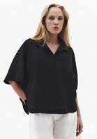 Bayan Siyah Keten Karışımlı Oversize Bluz ( TENCEL™ )