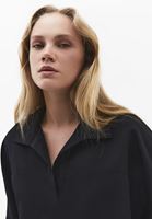 Bayan Siyah Keten Karışımlı Oversize Bluz ( TENCEL™ )