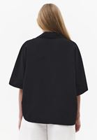 Bayan Siyah Keten Karışımlı Oversize Bluz ( TENCEL™ )