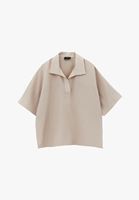 Bayan Bej Keten Karışımlı Oversize Bluz ( TENCEL™ )