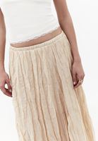 Bayan Pembe Keten Karışımlı Piliseli Etek ( TENCEL™ )