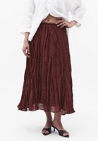 Bayan Bordo Keten Karışımlı Piliseli Etek ( TENCEL™ )