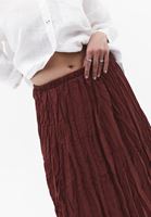 Bayan Bordo Keten Karışımlı Piliseli Etek ( TENCEL™ )
