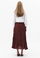 Bayan Bordo Keten Karışımlı Piliseli Etek ( TENCEL™ )