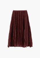 Bayan Bordo Keten Karışımlı Piliseli Etek ( TENCEL™ )