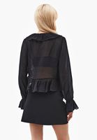 Bayan Siyah Fırfırlı Bluz ( TENCEL™ )