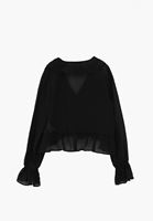 Bayan Siyah Fırfırlı Bluz ( TENCEL™ )