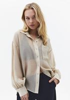 Bayan Bej Düğmeli Gömlek ( TENCEL™ )