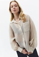 Bayan Bej Düğmeli Gömlek ( TENCEL™ )