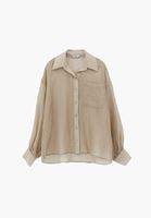 Bayan Bej Düğmeli Gömlek ( TENCEL™ )