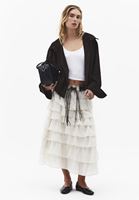 Bayan Krem Fırfırlı Etek ( TENCEL™ )