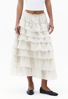 Bayan Krem Fırfırlı Etek ( TENCEL™ )