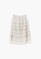 Bayan Krem Fırfırlı Etek ( TENCEL™ )