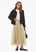 Bayan Yeşil Yüksel Bel Midi Etek ( TENCEL™ )