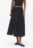 Bayan Siyah Yüksel Bel Midi Etek ( TENCEL™ )