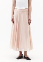 Bayan Pembe Yüksel Bel Midi Etek ( TENCEL™ )