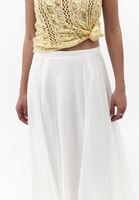 Bayan Bej Yüksel Bel Midi Etek ( TENCEL™ )
