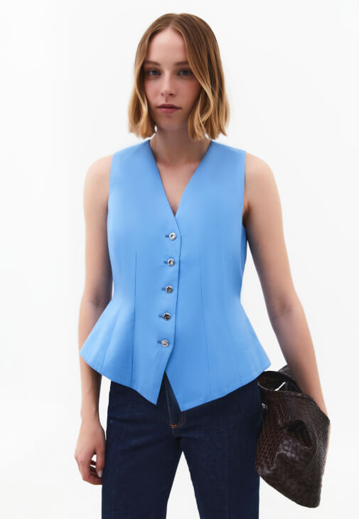 Mavi Düğmeli Yelek ( TENCEL™ )