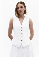 Bayan Beyaz Düğmeli Yelek ( TENCEL™ )