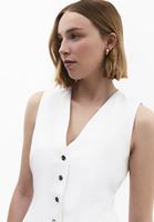 Bayan Beyaz Düğmeli Yelek ( TENCEL™ )