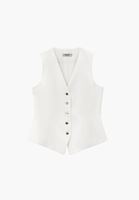 Bayan Beyaz Düğmeli Yelek ( TENCEL™ )