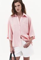 Bayan Pembe Oversize Cepli Gömlek ( TENCEL™ )
