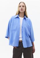 Bayan Mavi Oversize Cepli Gömlek ( TENCEL™ )
