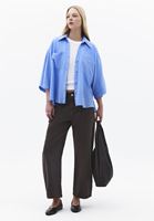 Bayan Mavi Oversize Cepli Gömlek ( TENCEL™ )