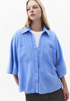 Bayan Mavi Oversize Cepli Gömlek ( TENCEL™ )