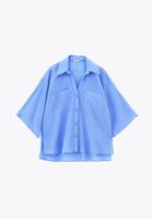 Bayan Mavi Oversize Cepli Gömlek ( TENCEL™ )