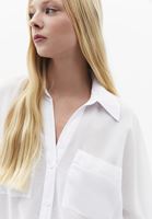 Bayan Beyaz Oversize Cepli Gömlek ( TENCEL™ )