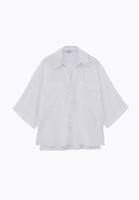 Bayan Beyaz Oversize Cepli Gömlek ( TENCEL™ )