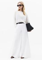 Bayan Beyaz Kemer Detaylı Wide-Leg Pantolon ( TENCEL™ )