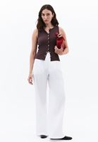 Bayan Beyaz Yüksek Bel Wide-Leg Pantolon ( TENCEL™ )