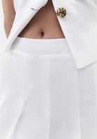 Bayan Beyaz Pileli Midi Etek ( TENCEL™ )