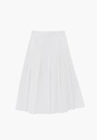 Bayan Beyaz Pileli Midi Etek ( TENCEL™ )