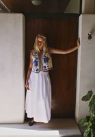 Bayan Beyaz Yüksek Bel Uzun Etek ( TENCEL™ )