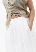 Bayan Beyaz Yüksek Bel Uzun Etek ( TENCEL™ )