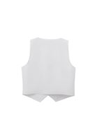 Bayan Beyaz Düğmeli Crop Yelek ( TENCEL™ )