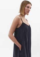 Bayan Lacivert Askılı Uzun Elbise (TENCEL™ )