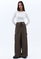 Bayan Kahverengi Orta Bel Wide-Leg Pantolon ( TENCEL™ )