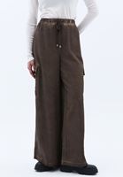 Bayan Kahverengi Orta Bel Wide-Leg Pantolon ( TENCEL™ )