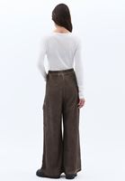 Bayan Kahverengi Orta Bel Wide-Leg Pantolon ( TENCEL™ )