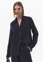 Bayan Lacivert Loose-Fit Gömlek ( TENCEL™ )