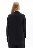 Bayan Siyah Oversize Cepli Gömlek ( TENCEL™ )