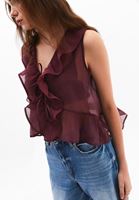 Bayan Bordo Fırfırlı Bluz ( TENCEL™ )