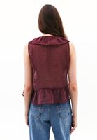 Bayan Bordo Fırfırlı Bluz ( TENCEL™ )