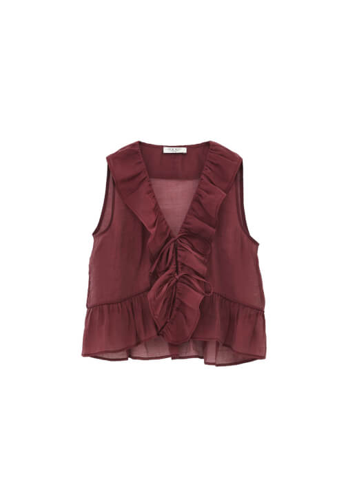 Fırfırlı Bluz ve Bol Paça Denim Pantolon Kombini