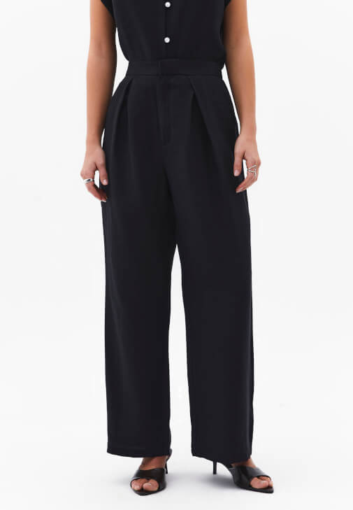 Tencel Pantolon ve Düğmeli Bluz Kombini